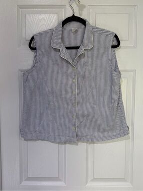Old Navy Sleeveless Blue-and-White Striped Button-Down Top